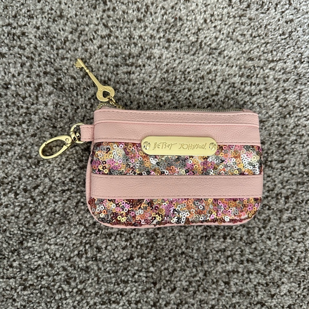 BETSEY JOHNSON Pink Sequin Bow Crossbody Matching Change Purse Set R $156 - Picture 14 of 16
